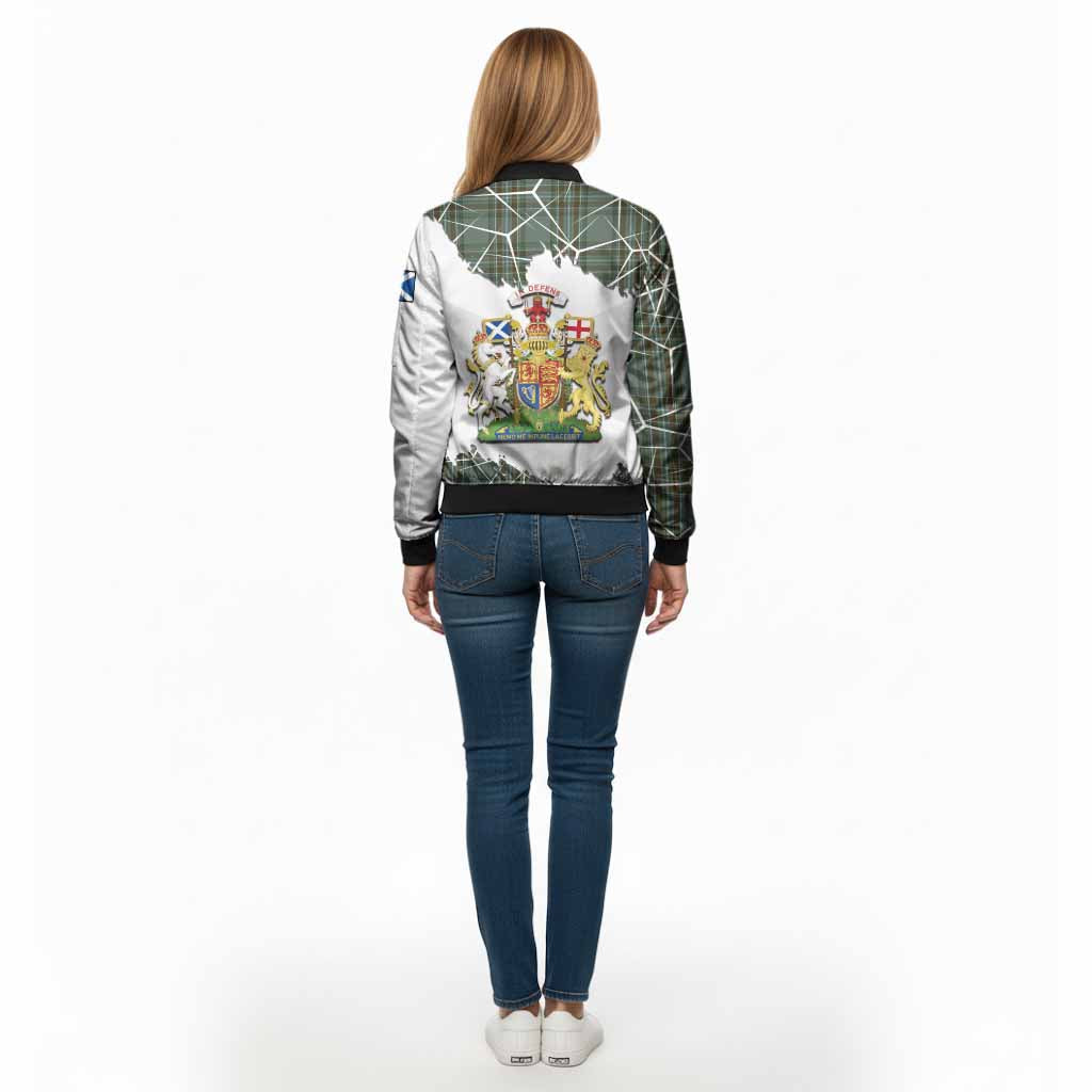 Kelly Tartan Bomber Jacket with Family Crest and Lion Rampant Grunge Style