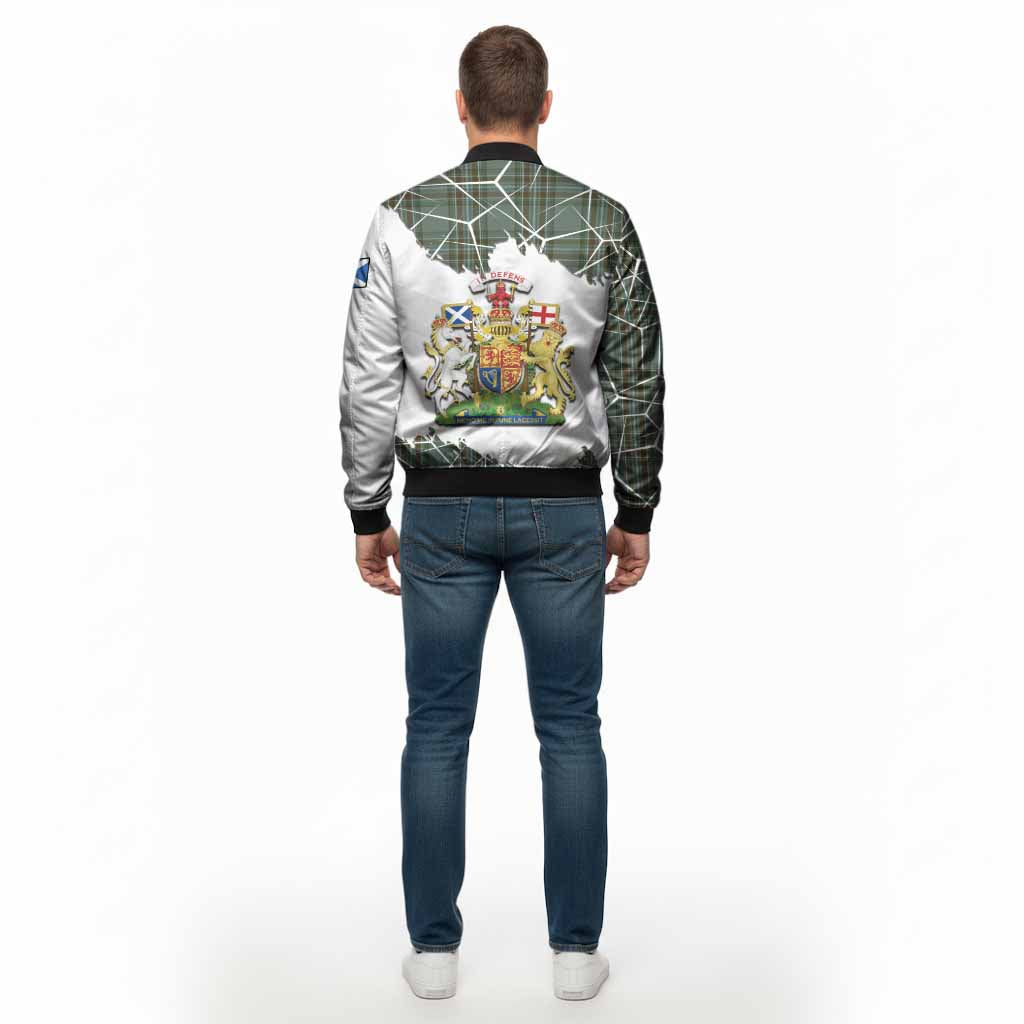 Kelly Tartan Bomber Jacket with Family Crest and Lion Rampant Grunge Style
