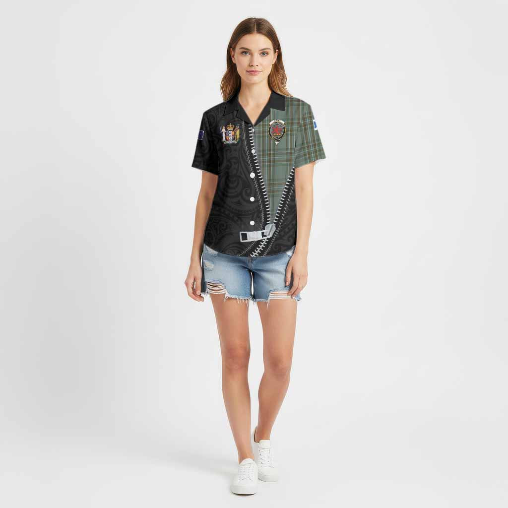 Kelly Tartan Cotton Hawaiian Shirt New Zealand Pattern Unique Zipper Stylized