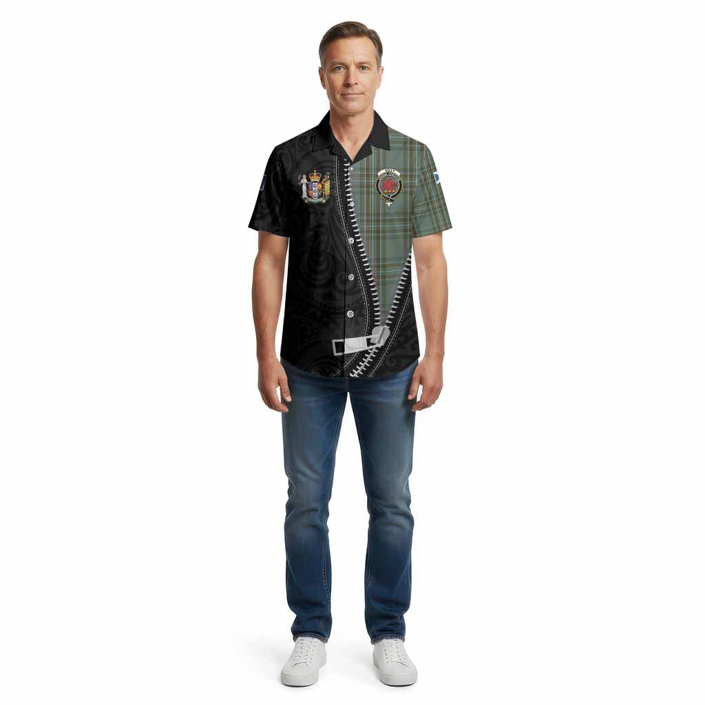 Kelly Tartan Cotton Hawaiian Shirt New Zealand Pattern Unique Zipper Stylized