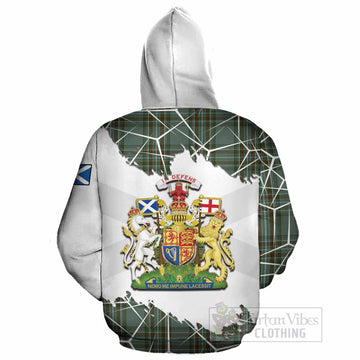 Kelly Tartan Cotton Hoodie with Family Crest and Lion Rampant Grunge Style