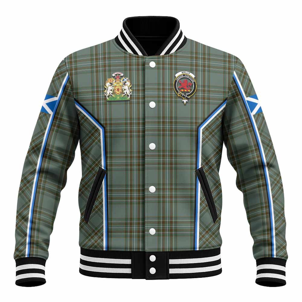 Kelly Tartan Crest Baseball Jacket Scotland Coat of Arm Flag Style - Tartan Vibes Clothing