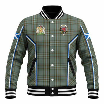 Kelly Tartan Crest Baseball Jacket Scotland Coat of Arm Flag Style - Tartan Vibes Clothing