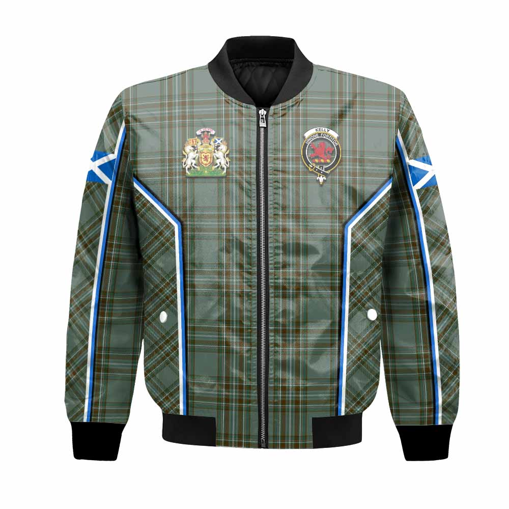 Kelly Tartan Crest Bomber Jacket Scotland Coat of Arm Flag Style - Tartan Vibes Clothing