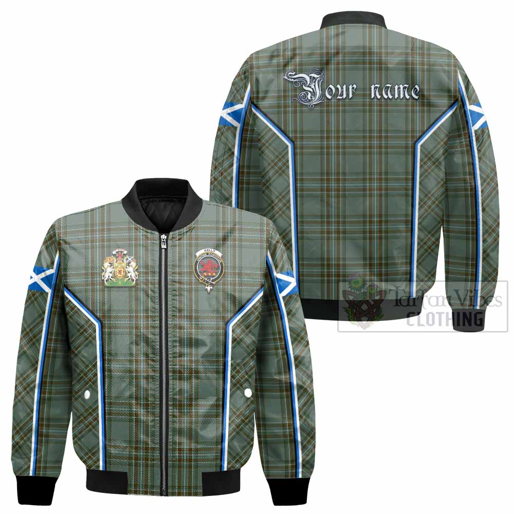 Kelly Tartan Crest Bomber Jacket Scotland Coat of Arm Flag Style - Tartan Vibes Clothing