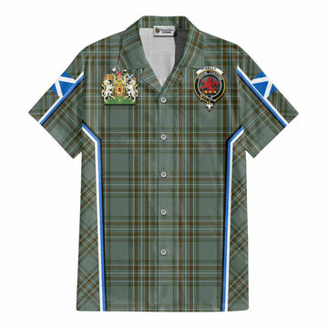 Kelly Tartan Crest Cotton Hawaiian Shirt Scotland Coat of Arm Flag Style - Tartan Vibes Clothing