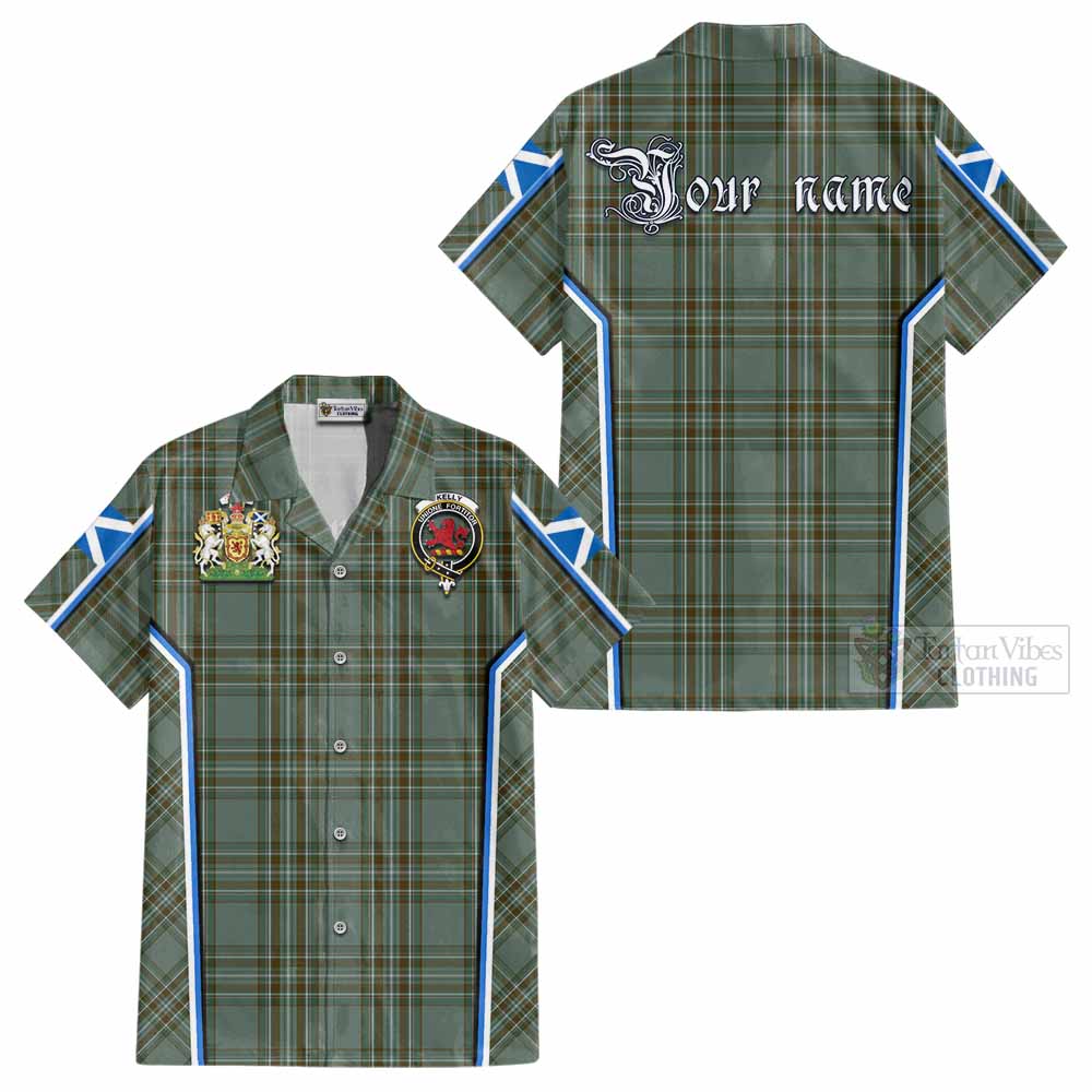Kelly Tartan Crest Cotton Hawaiian Shirt Scotland Coat of Arm Flag Style - Tartan Vibes Clothing