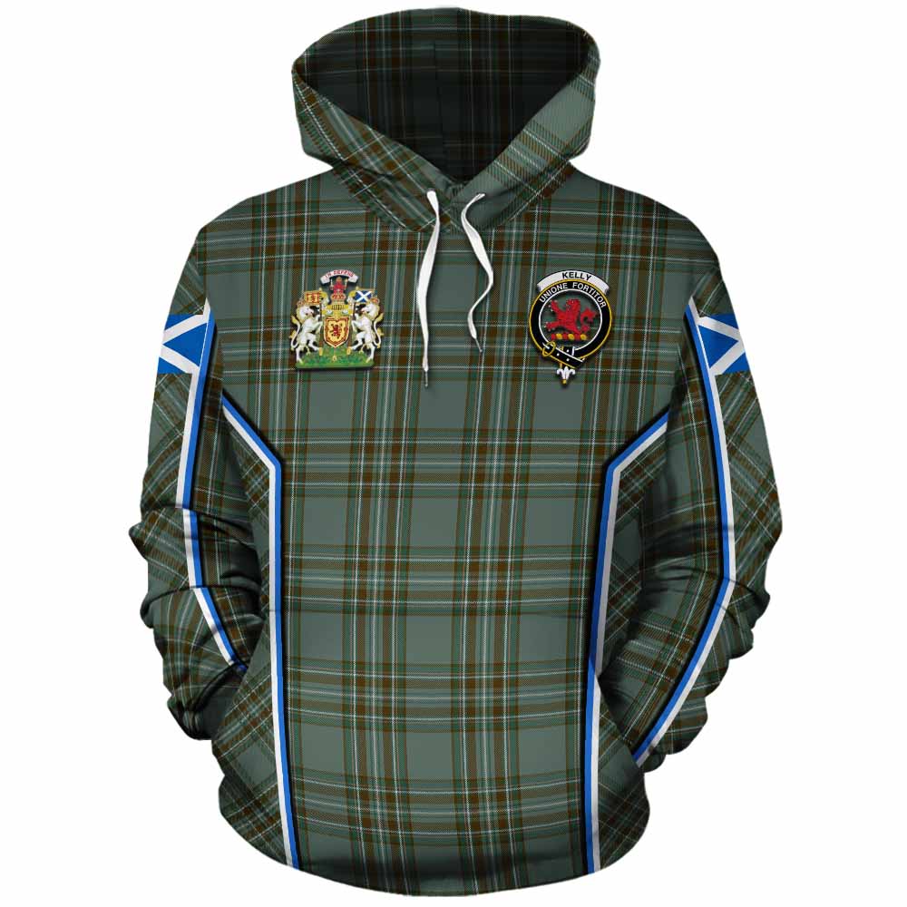 Kelly Tartan Crest Cotton Hoodie Scotland Coat of Arm Flag Style - Tartan Vibes Clothing
