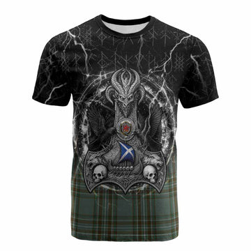 Kelly Tartan Crest Cotton T-shirt Celtic Odin's Raven Legacy