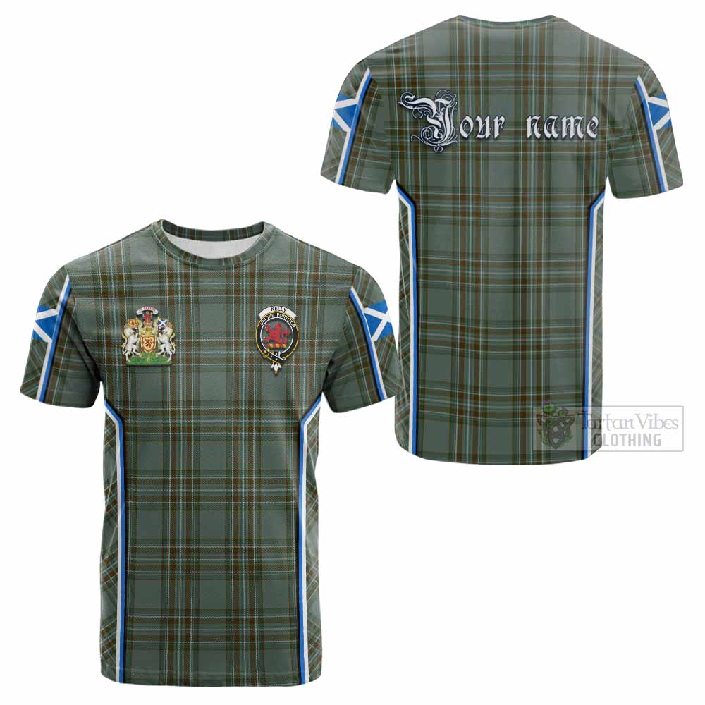 Kelly Tartan Crest Cotton T-shirt Scotland Coat of Arm Flag Style - Tartan Vibes Clothing
