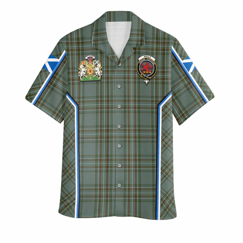 Kelly Tartan Crest Hawaiian Shirt Scotland Coat of Arm Flag Style - Tartan Vibes Clothing