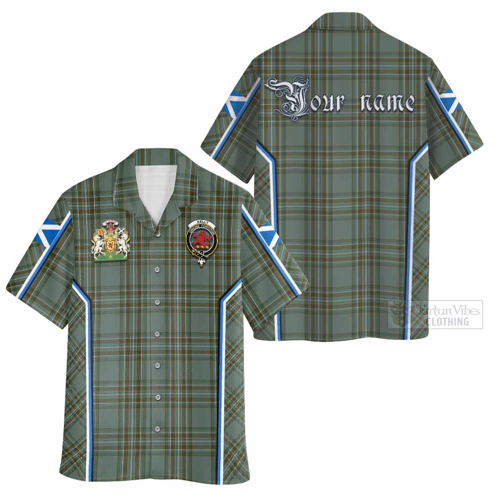 Kelly Tartan Crest Hawaiian Shirt Scotland Coat of Arm Flag Style - Tartan Vibes Clothing