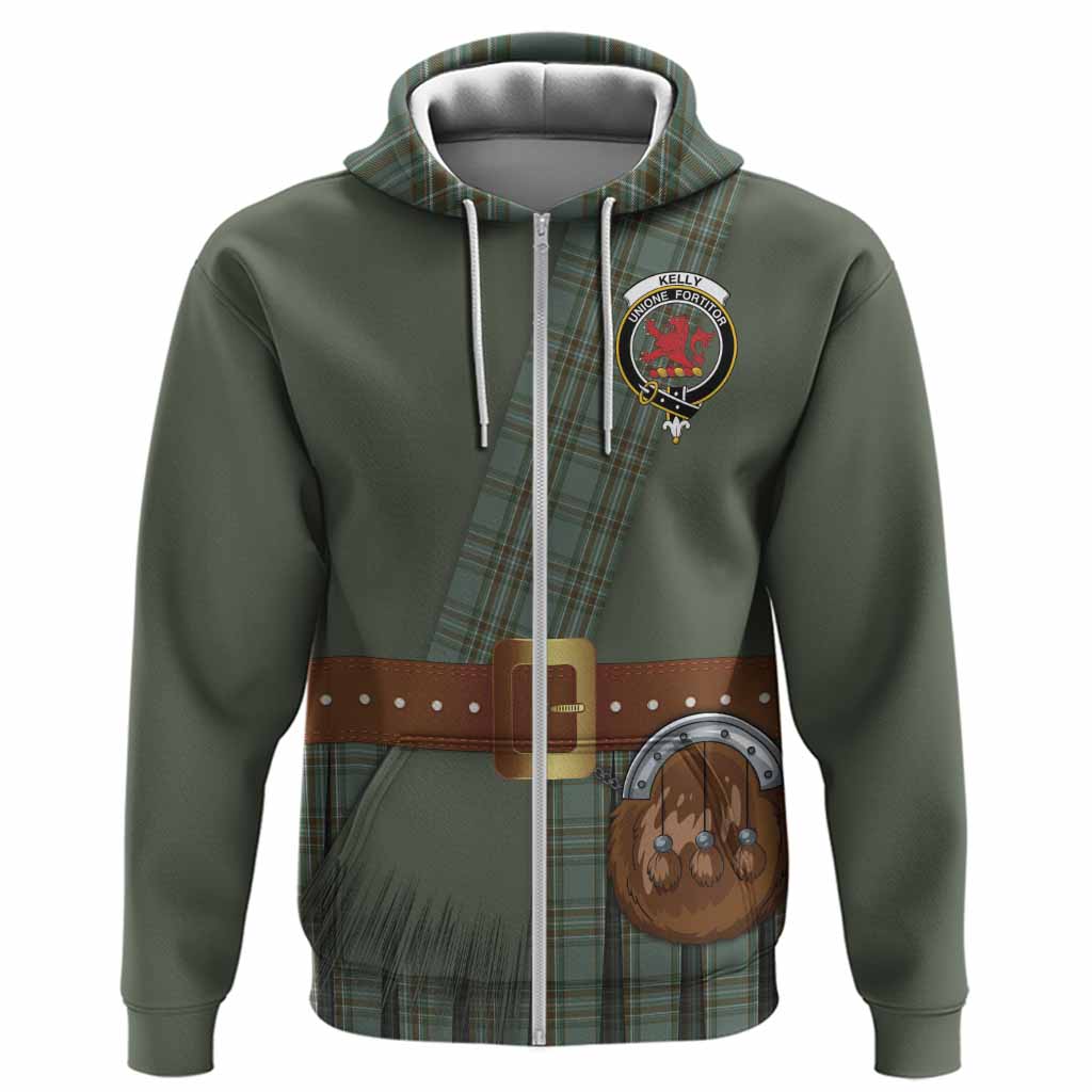Kelly Tartan Crest Hoodie Kilt Costume Style