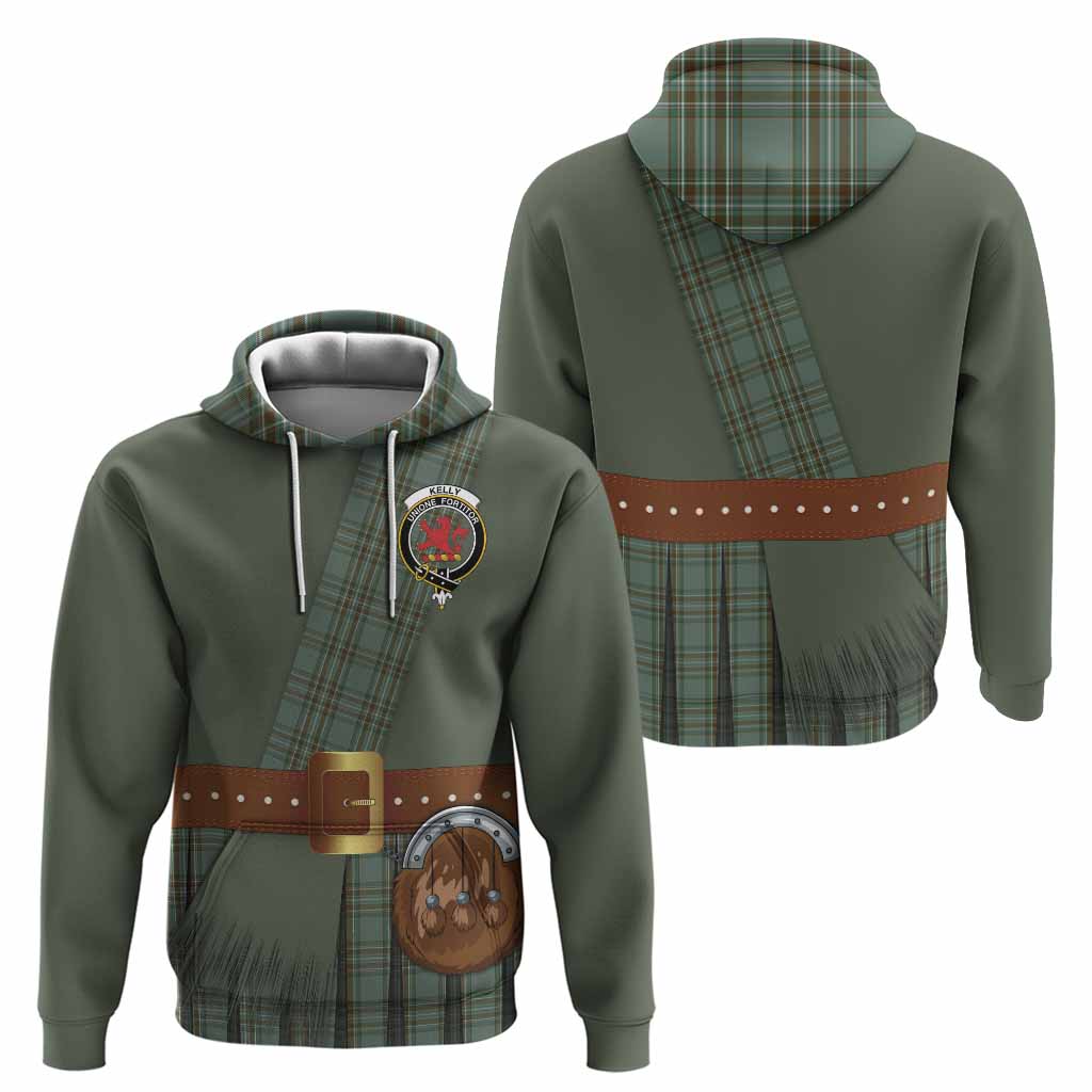 Kelly Tartan Crest Hoodie Kilt Costume Style