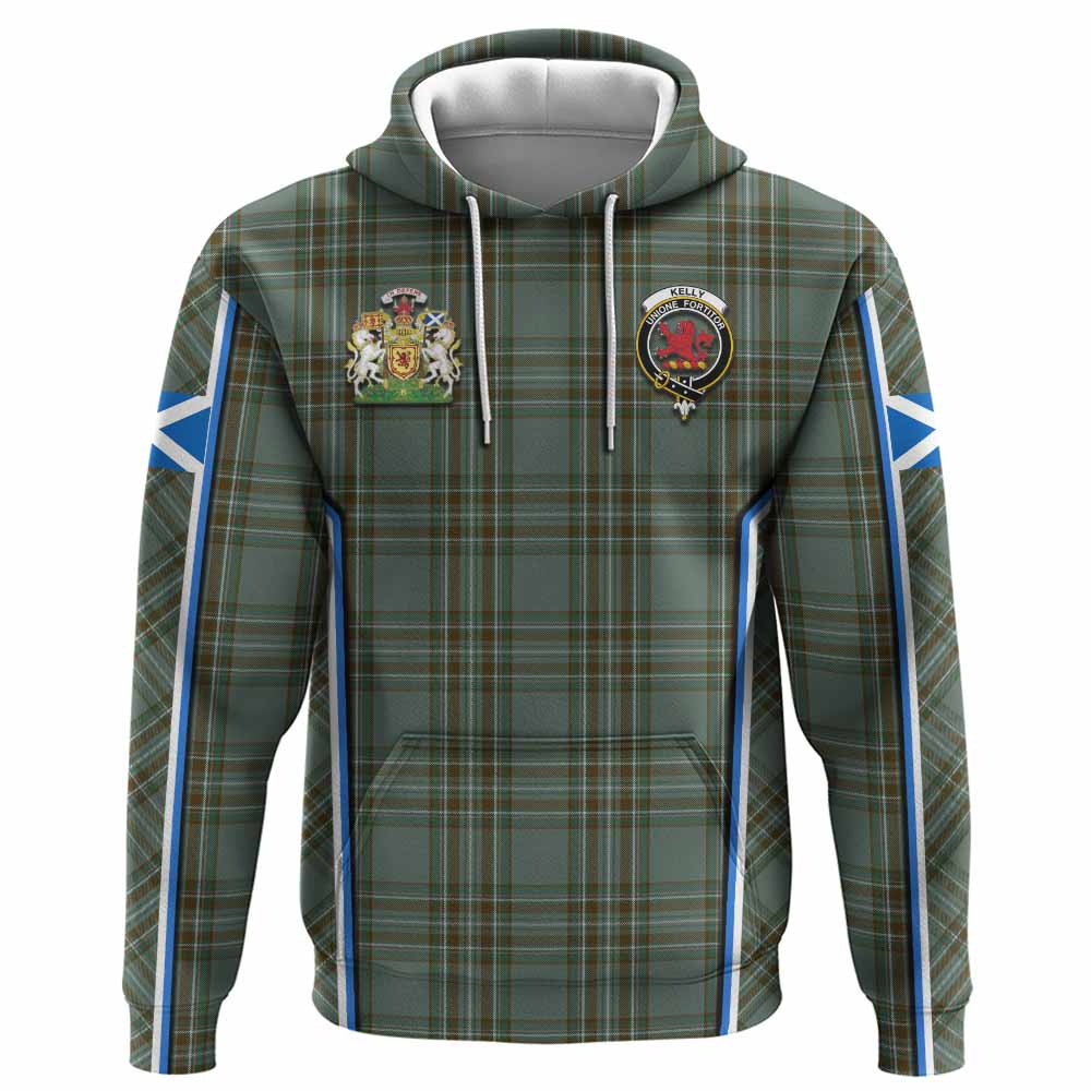 Kelly Tartan Crest Hoodie Scotland Coat of Arm Flag Style - Tartan Vibes Clothing