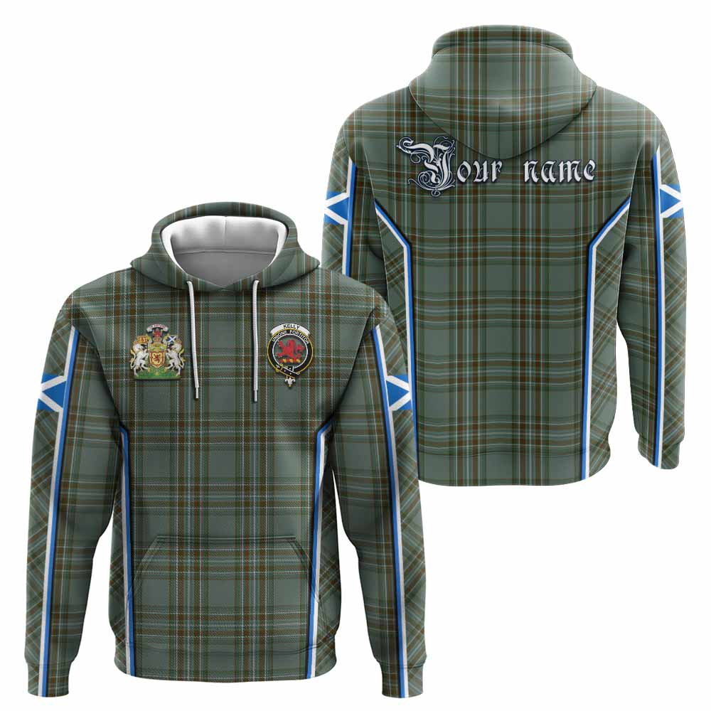 Kelly Tartan Crest Hoodie Scotland Coat of Arm Flag Style - Tartan Vibes Clothing