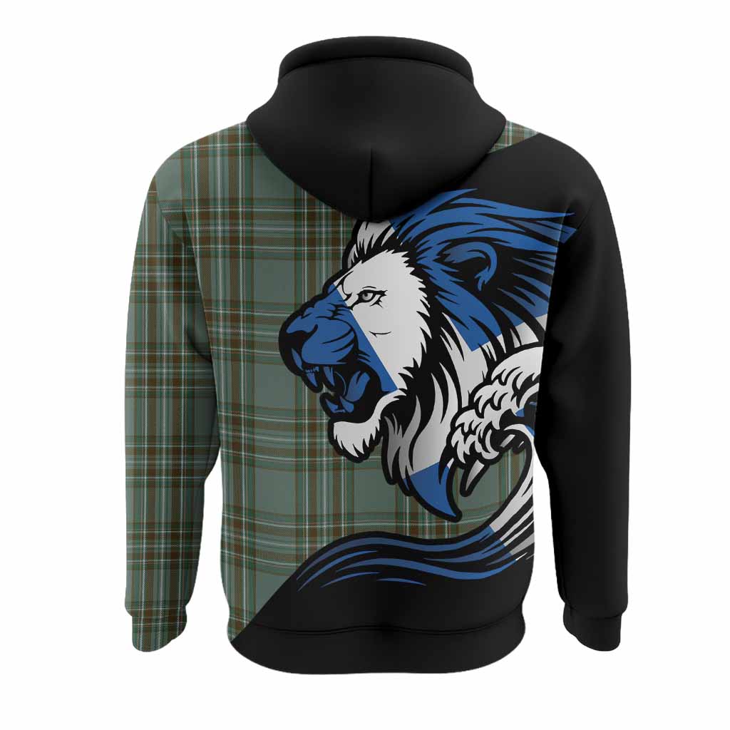 Kelly Tartan Crest Hoodie Scottish Golden Lions Wave Flow
