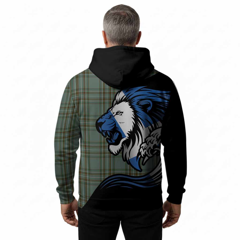 Kelly Tartan Crest Hoodie Scottish Golden Lions Wave Flow