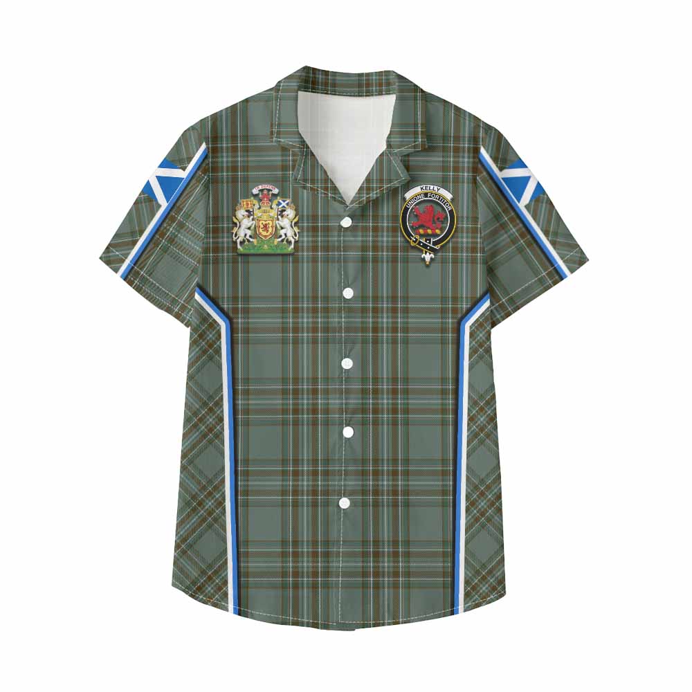 Kelly Tartan Crest Kid Hawaiian Shirt Scotland Coat of Arm Flag Style - Tartan Vibes Clothing