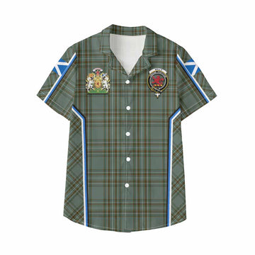Kelly Tartan Crest Kid Hawaiian Shirt Scotland Coat of Arm Flag Style - Tartan Vibes Clothing