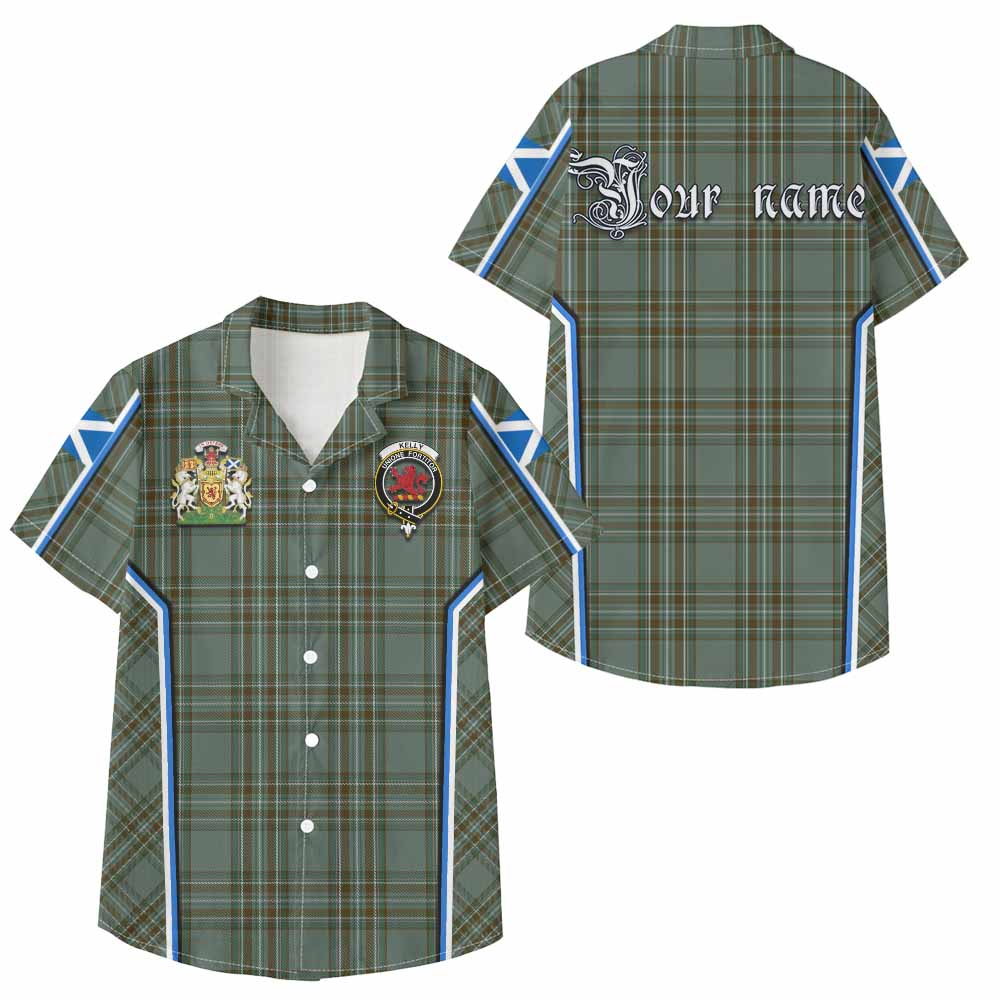 Kelly Tartan Crest Kid Hawaiian Shirt Scotland Coat of Arm Flag Style - Tartan Vibes Clothing