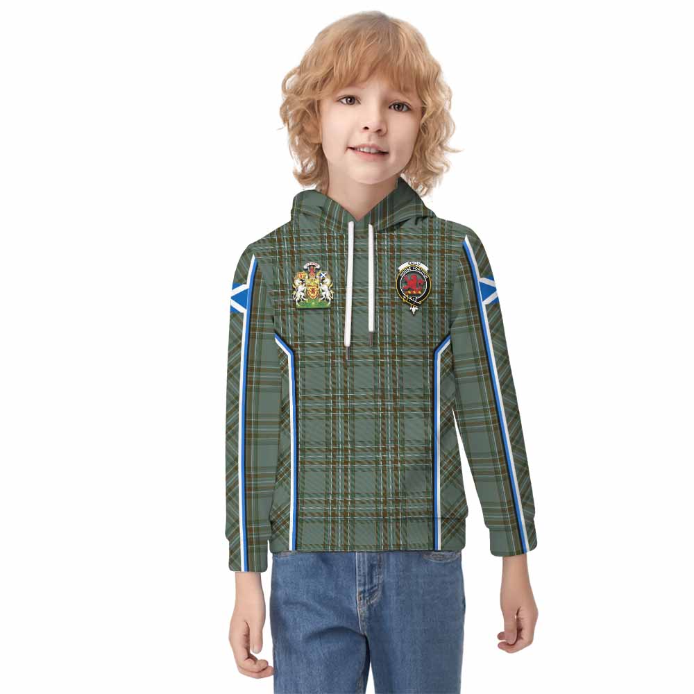 Kelly Tartan Crest Kid Hoodie Scotland Coat of Arm Flag Style - Tartan Vibes Clothing