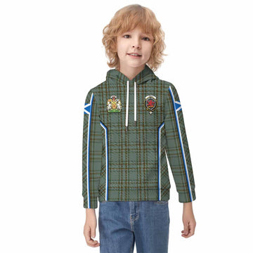 Kelly Tartan Crest Kid Hoodie Scotland Coat of Arm Flag Style - Tartan Vibes Clothing