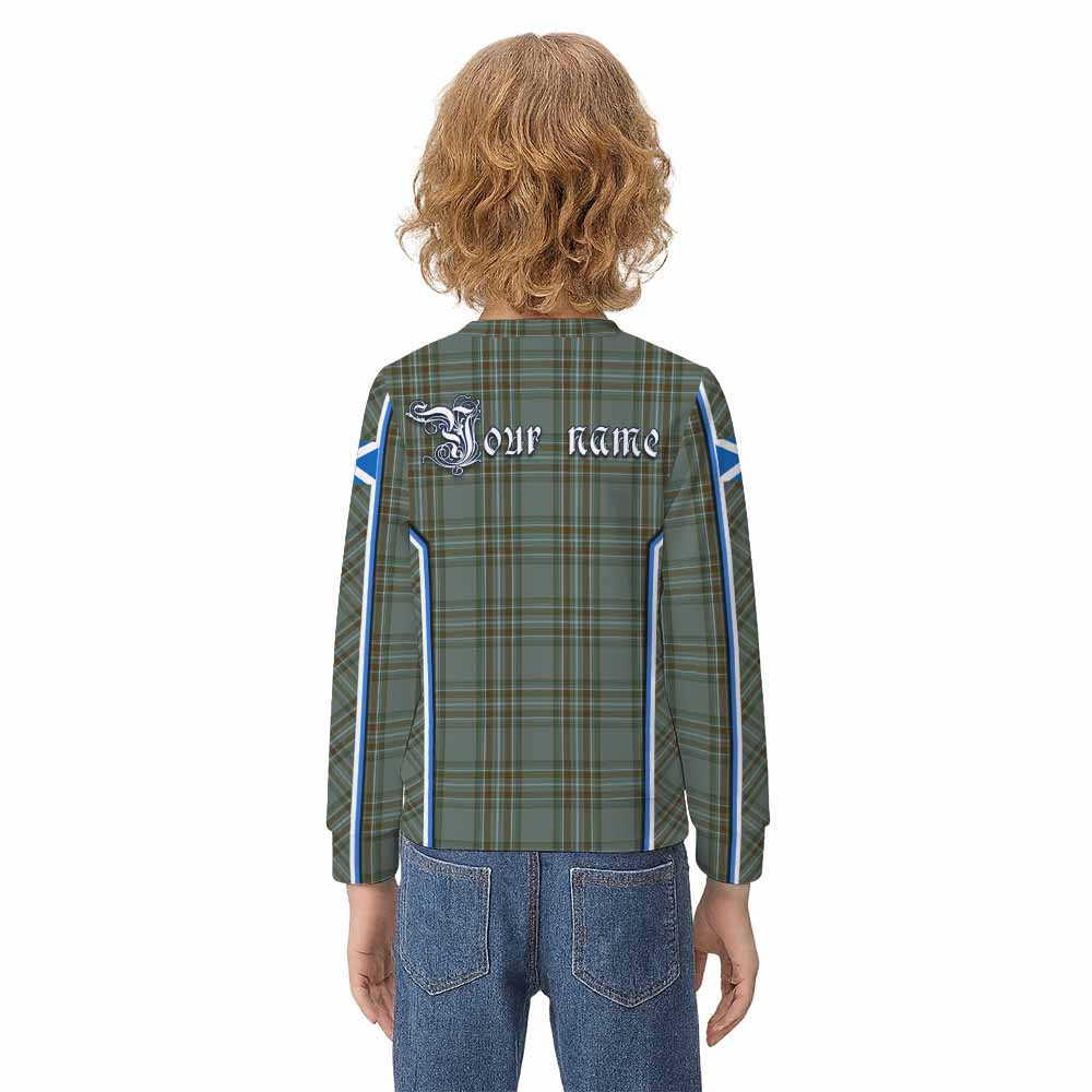 Kelly Tartan Crest Kid Knitted Sweatshirt Scotland Coat of Arm Flag Style - Tartan Vibes Clothing