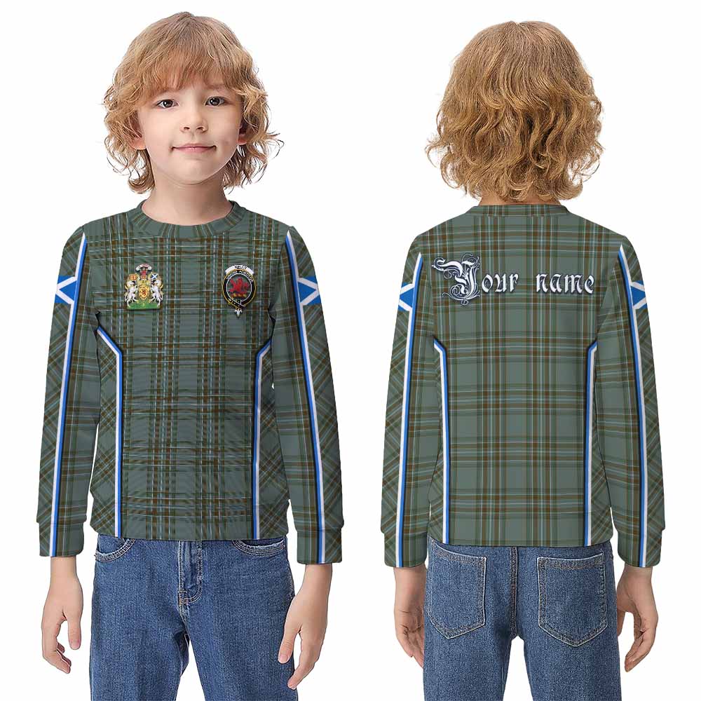 Kelly Tartan Crest Kid Knitted Sweatshirt Scotland Coat of Arm Flag Style - Tartan Vibes Clothing