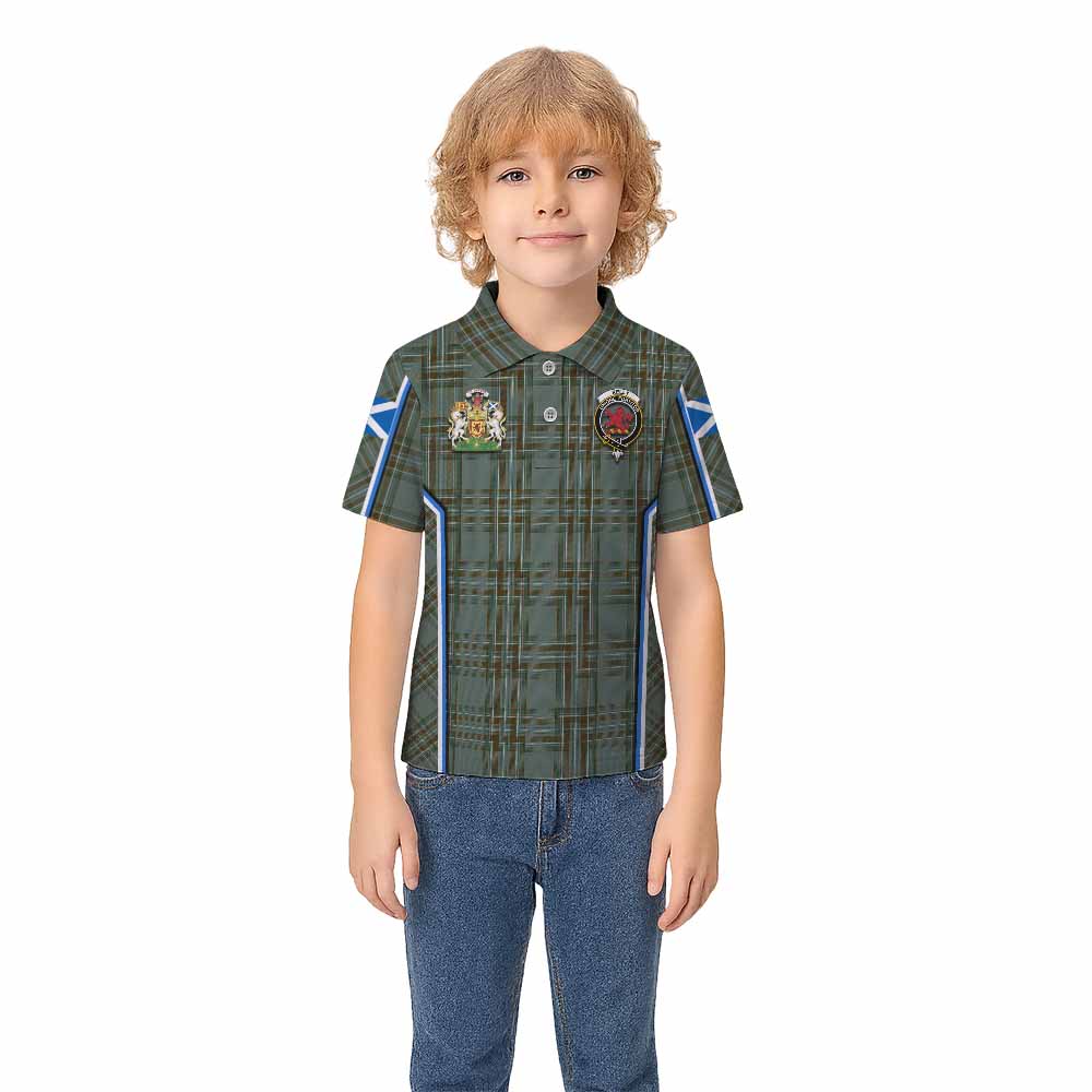 Kelly Tartan Crest Kid Polo Shirt Scotland Coat of Arm Flag Style - Tartan Vibes Clothing