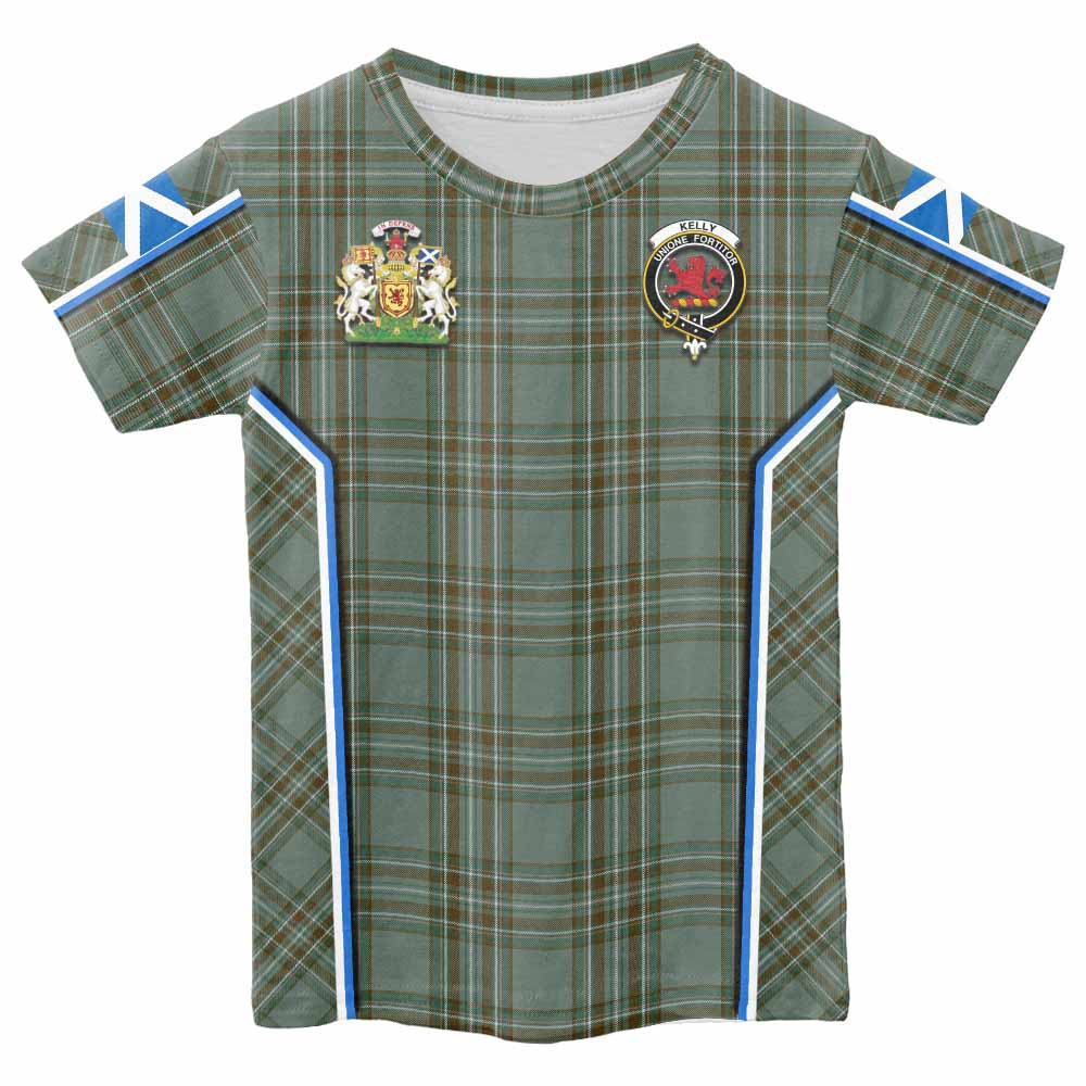 Kelly Tartan Crest Kid T-shirt Scotland Coat of Arm Flag Style - Tartan Vibes Clothing