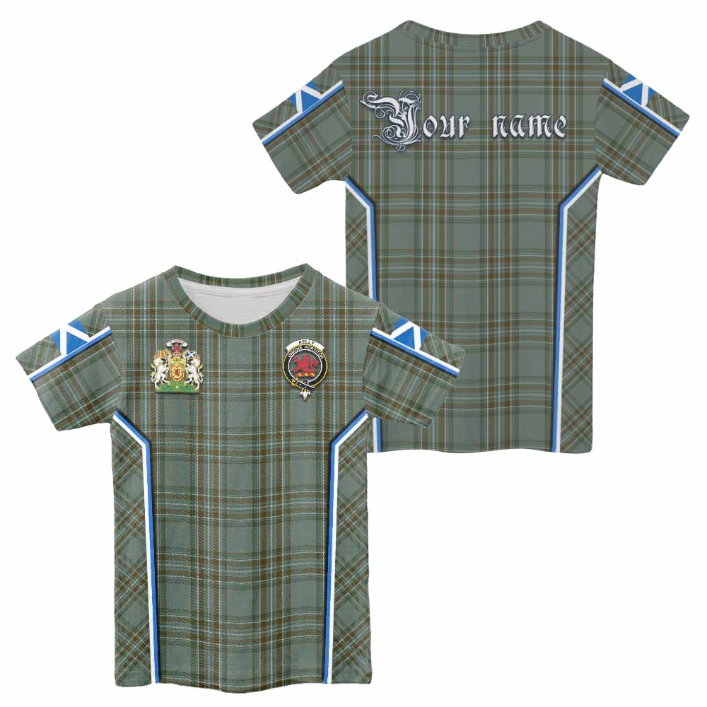 Kelly Tartan Crest Kid T-shirt Scotland Coat of Arm Flag Style - Tartan Vibes Clothing