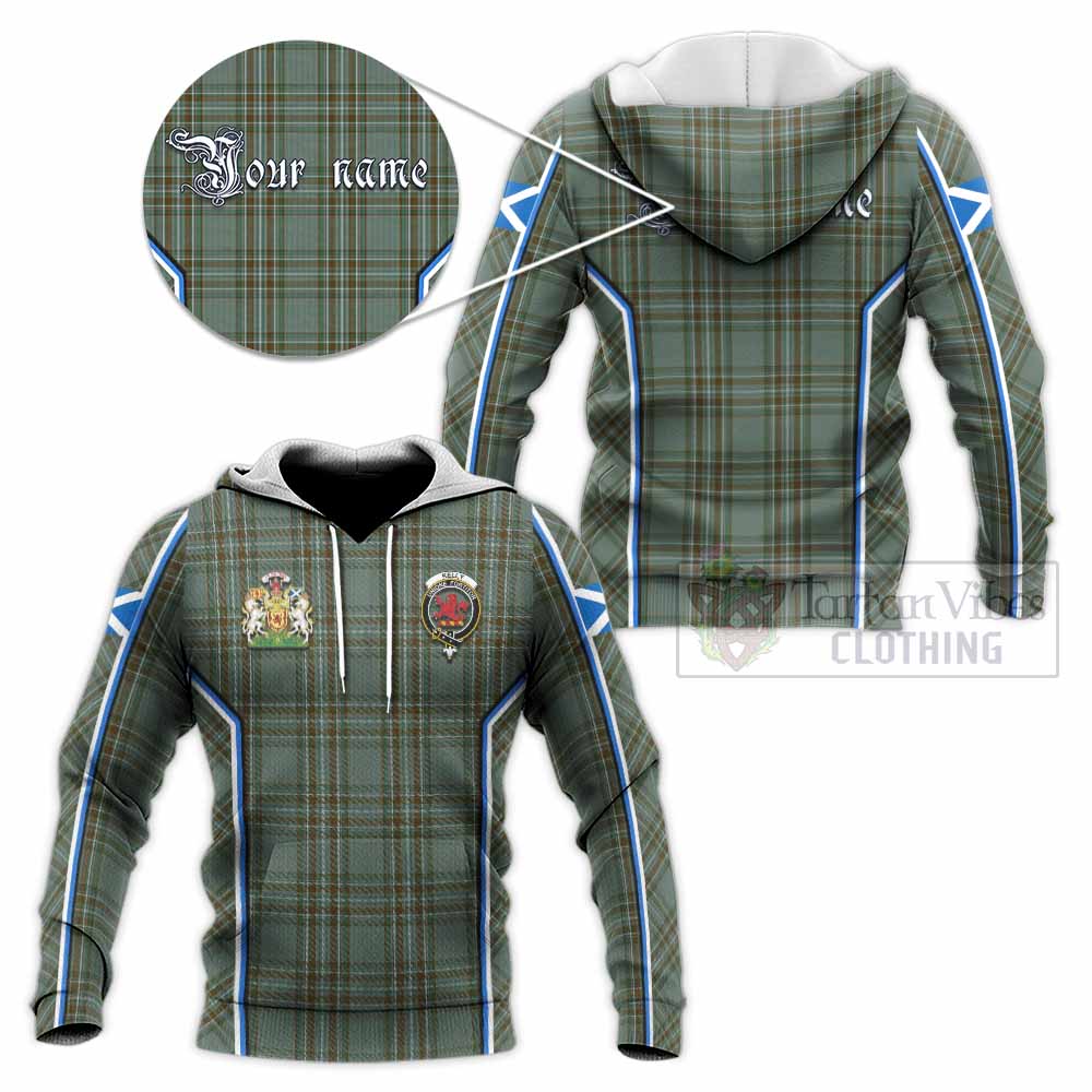 Kelly Tartan Crest Knitted Hoodie Scotland Coat of Arm Flag Style - Tartan Vibes Clothing