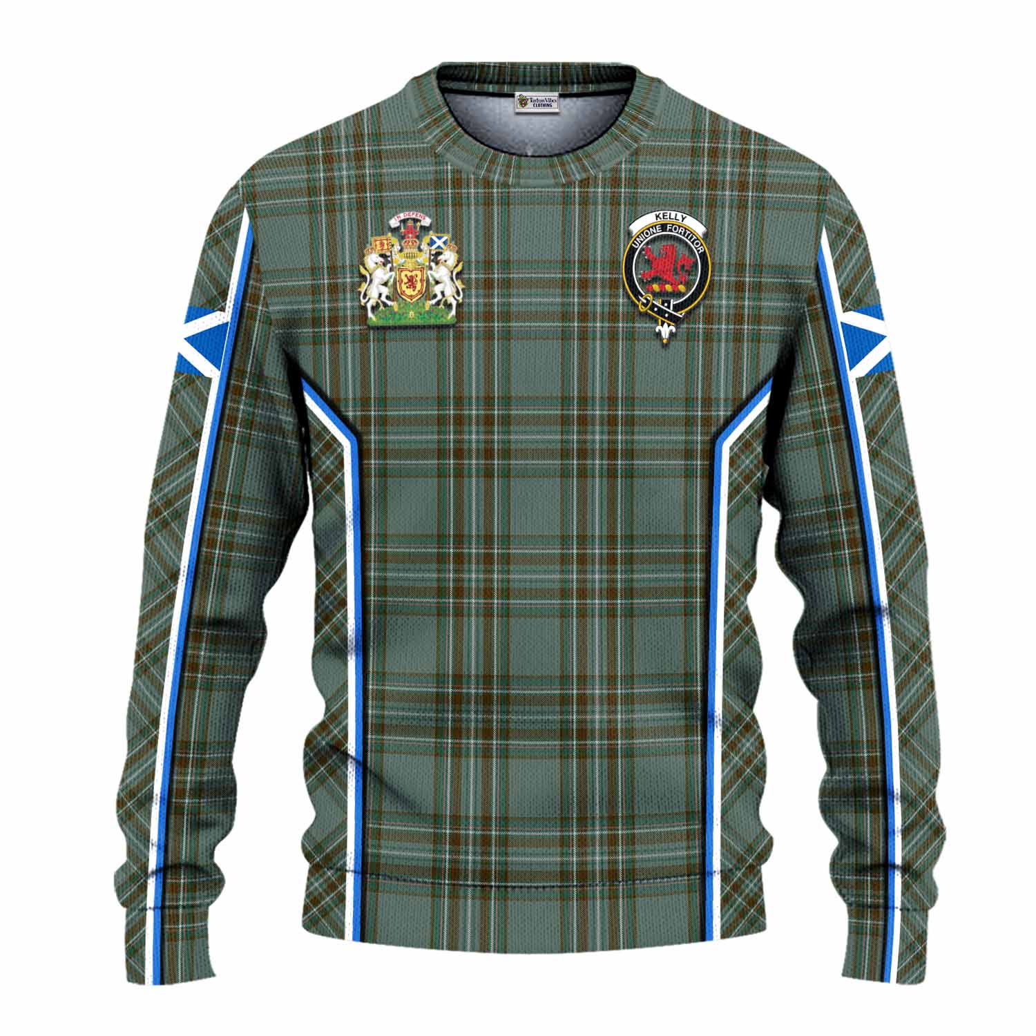 Kelly Tartan Crest Knitted Sweater Scotland Coat of Arm Flag Style - Tartan Vibes Clothing