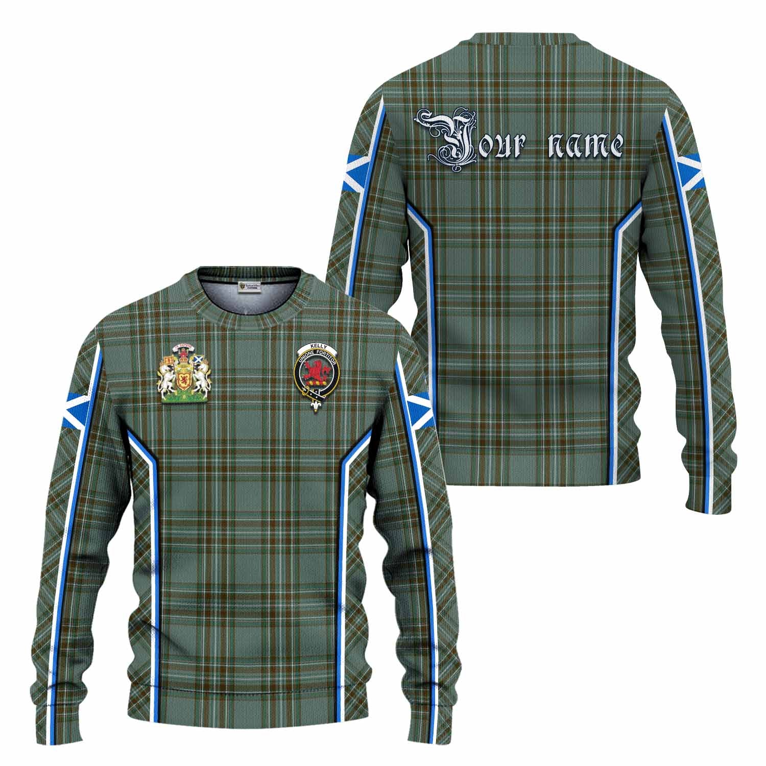Kelly Tartan Crest Knitted Sweater Scotland Coat of Arm Flag Style - Tartan Vibes Clothing