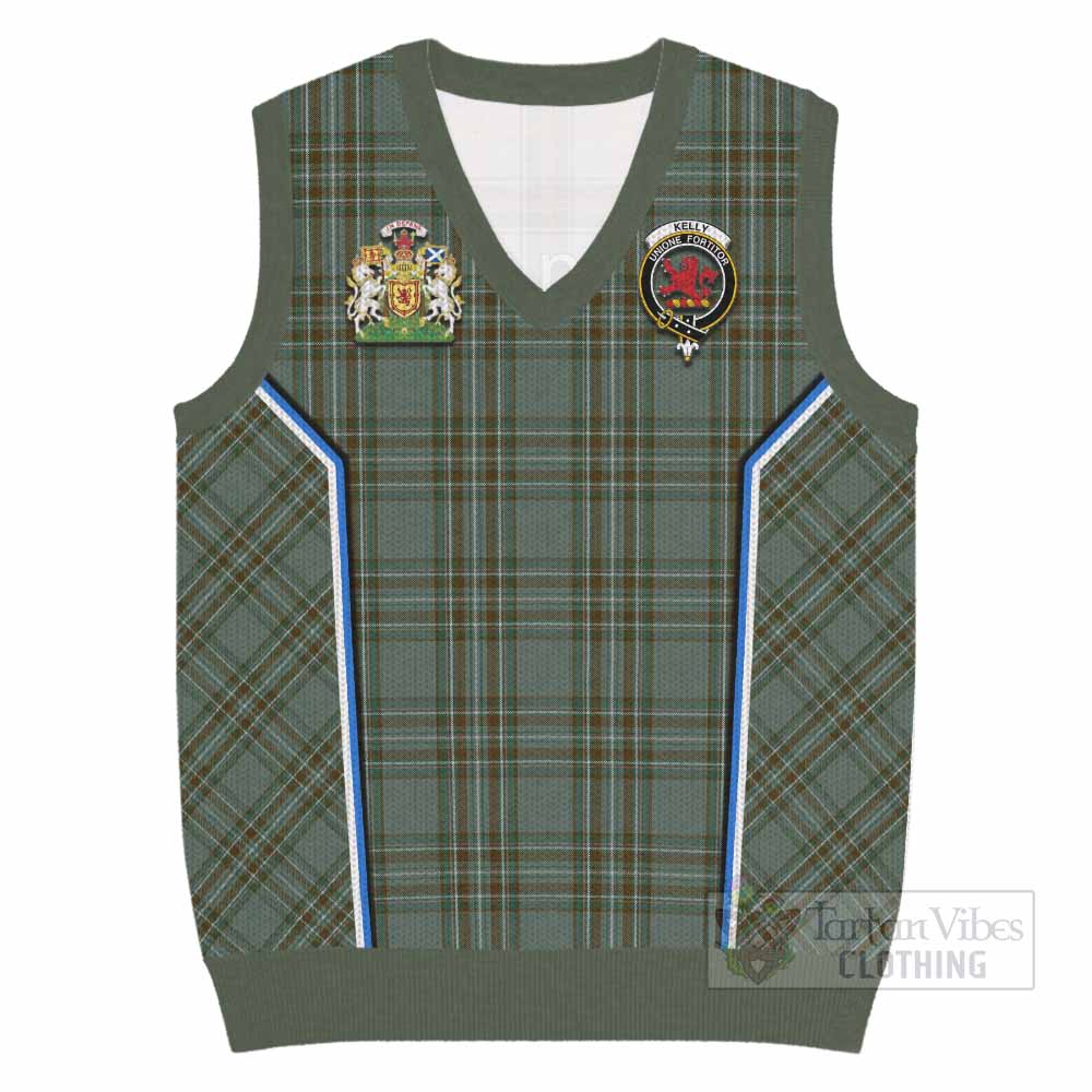 Kelly Tartan Crest Knitted V-Neck Vest Scotland Coat of Arm Flag Style - Tartan Vibes Clothing