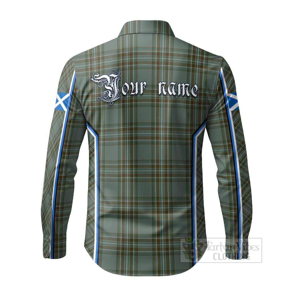 Kelly Tartan Crest Long Sleeve Button Shirts Scotland Coat of Arm Flag Style - Tartan Vibes Clothing