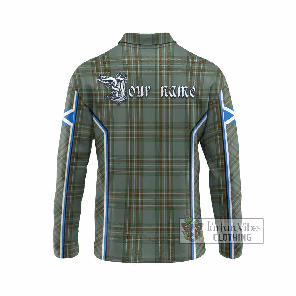 Kelly Tartan Crest Long Sleeve Polo Shirt Scotland Coat of Arm Flag Style - Tartan Vibes Clothing