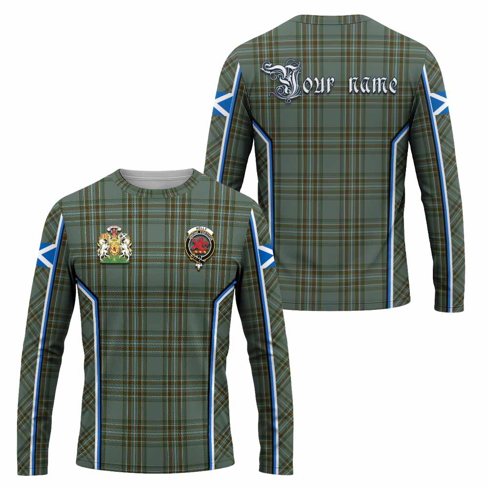 Kelly Tartan Crest Long Sleeve T-Shirt Scotland Coat of Arm Flag Style - Tartan Vibes Clothing