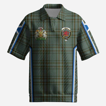Kelly Tartan Crest Men’s Polo Sweater Top Scotland Coat of Arm Flag Style