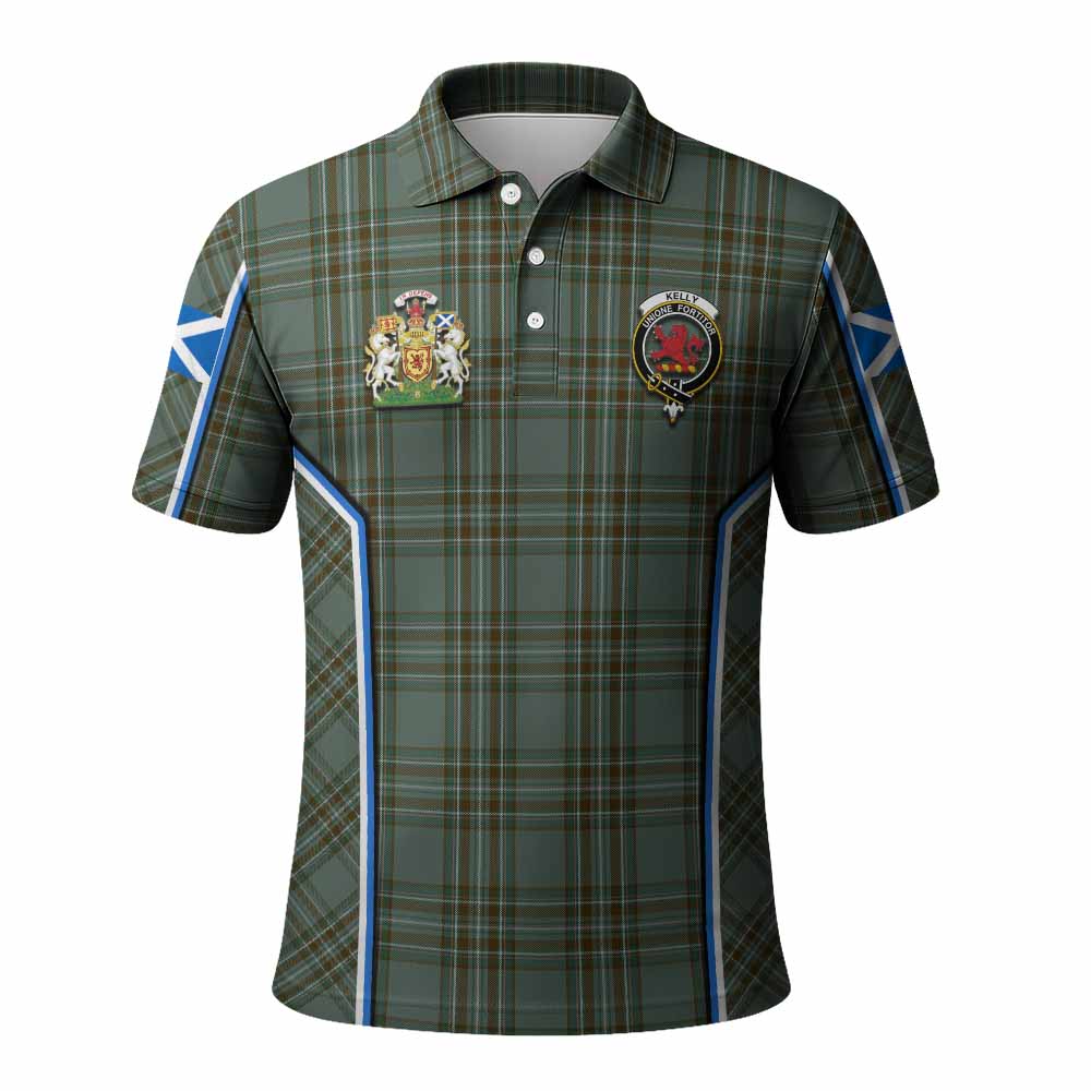 Kelly Tartan Crest Polo Shirt Scotland Coat of Arm Flag Style - Tartan Vibes Clothing