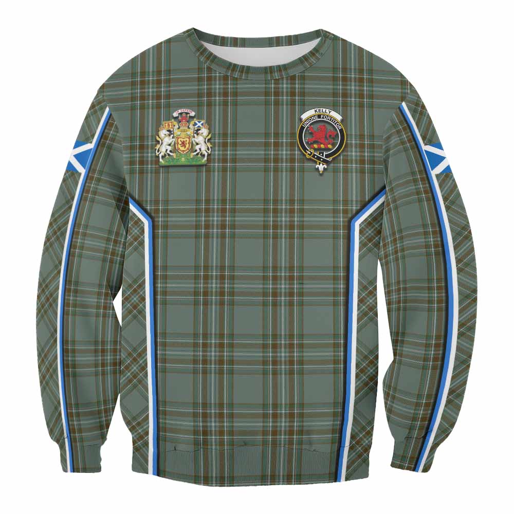 Kelly Tartan Crest Sweatshirt Scotland Coat of Arm Flag Style - Tartan Vibes Clothing