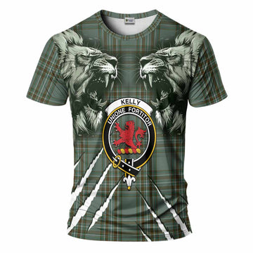 Kelly Tartan Crest T-Shirt Ferocious Lion Style