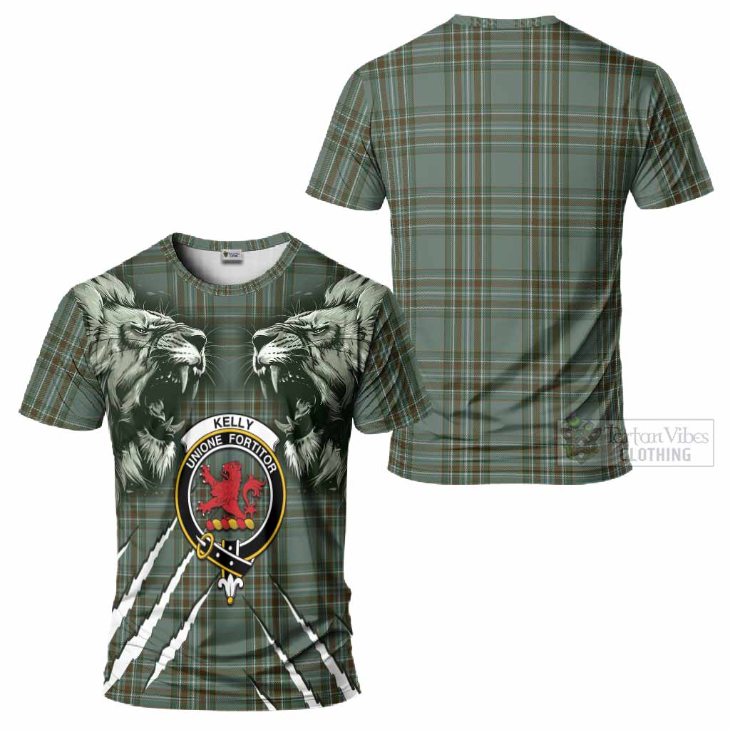 Kelly Tartan Crest T-Shirt Ferocious Lion Style