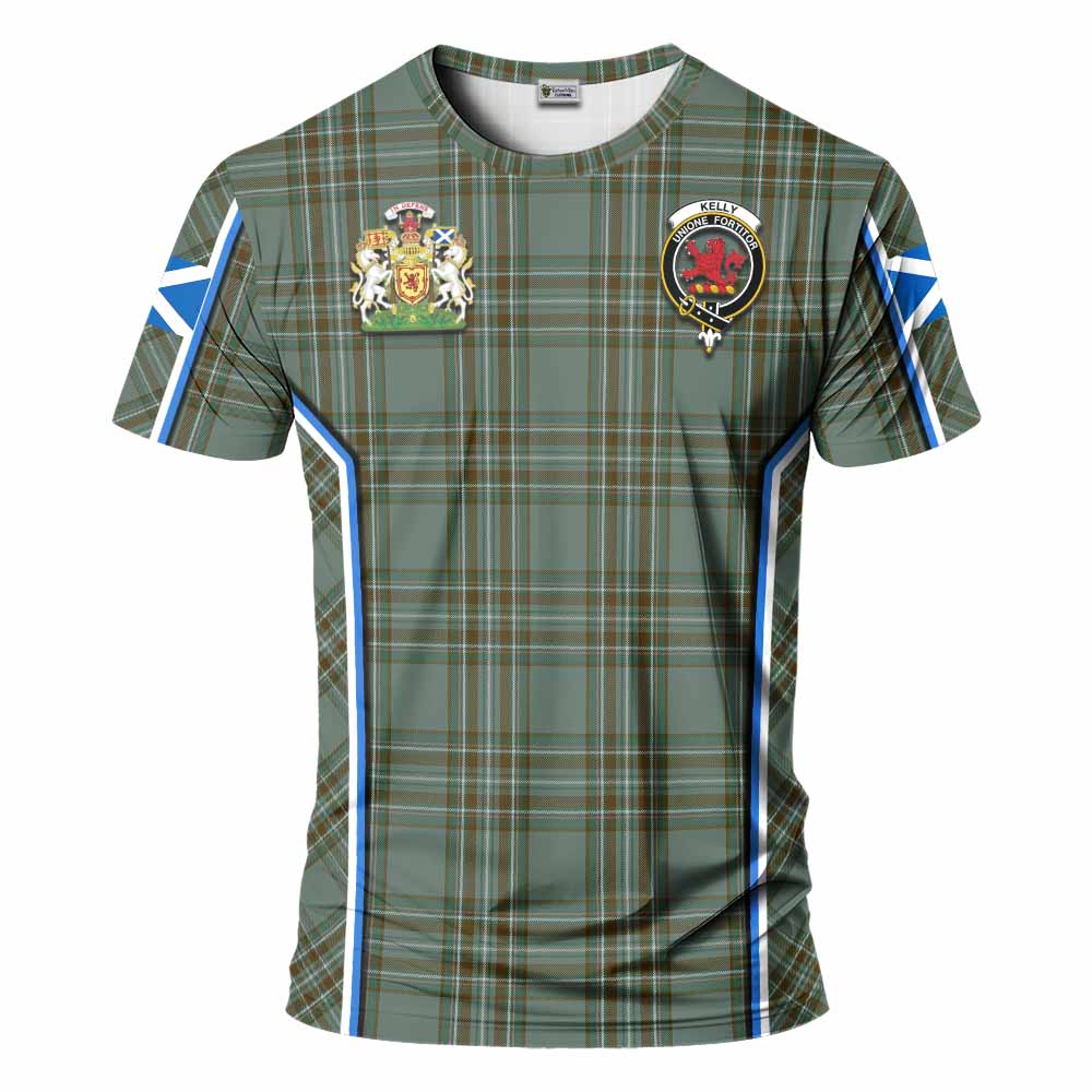 Kelly Tartan Crest T-shirt Scotland Coat of Arm Flag Style - Tartan Vibes Clothing