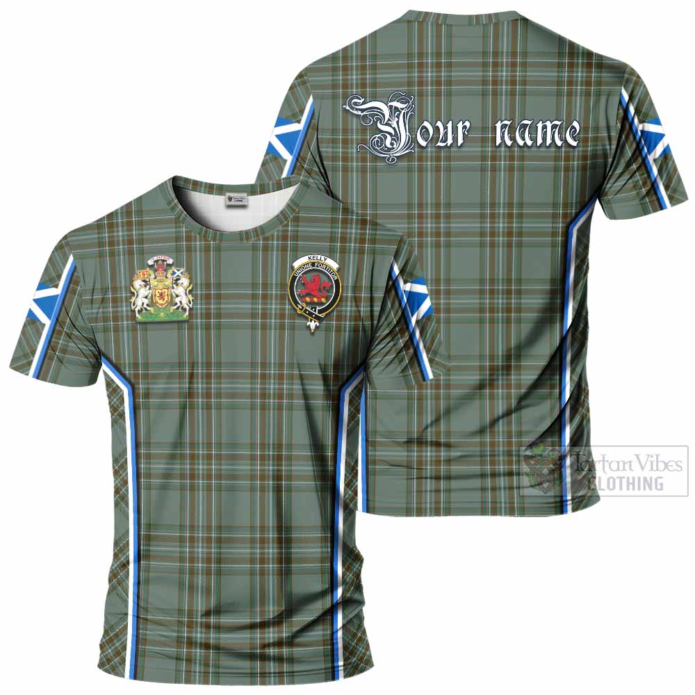 Kelly Tartan Crest T-shirt Scotland Coat of Arm Flag Style - Tartan Vibes Clothing