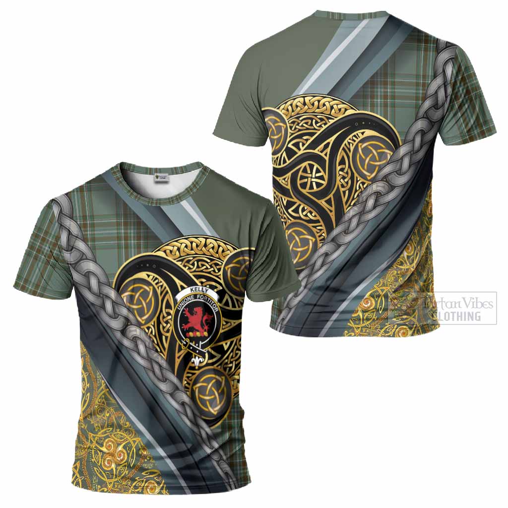 Kelly Tartan Crest T-Shirt Scottish Triskele Celtic