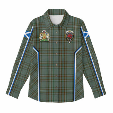 Kelly Tartan Crest Women Casual Shirt Scotland Coat of Arm Flag Style - Tartan Vibes Clothing
