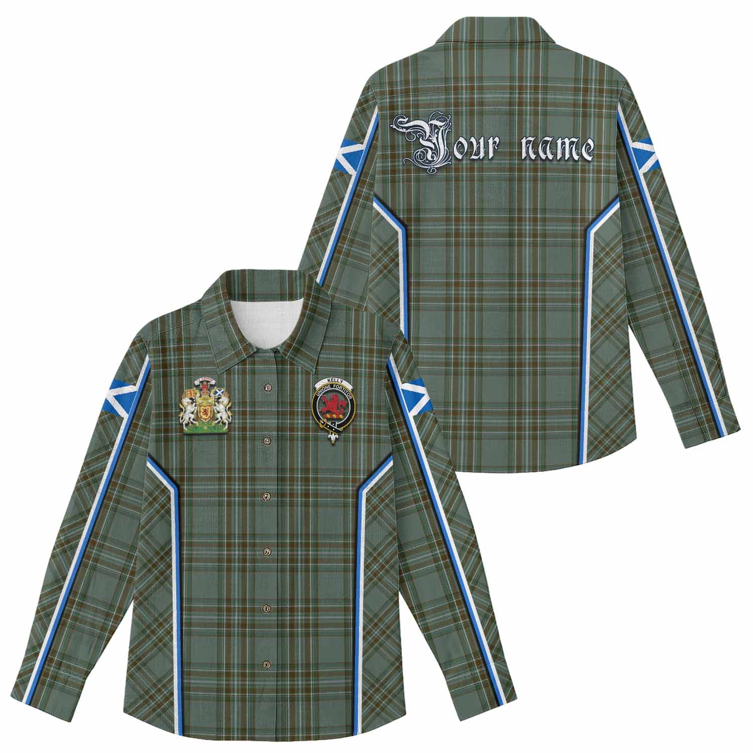 Kelly Tartan Crest Women Casual Shirt Scotland Coat of Arm Flag Style - Tartan Vibes Clothing