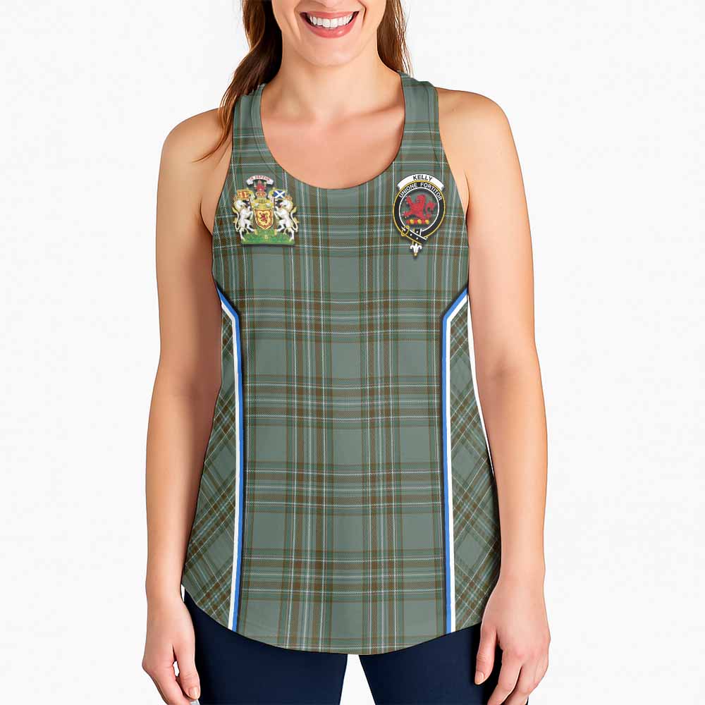 Kelly Tartan Crest Women Racerback Tanks Scotland Coat of Arm Flag Style - Tartan Vibes Clothing